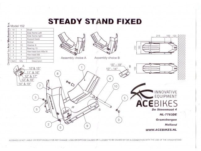 Motorsteun Steadystand Fixed | Afbeelding 3 | AHW Parts